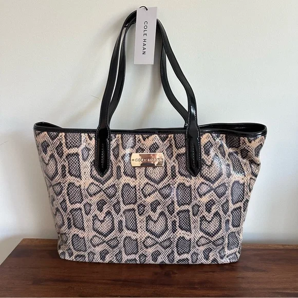 Cole Haan Black and Tan Tote Bag.  New with tag. Leather. - Picture 9 of 9